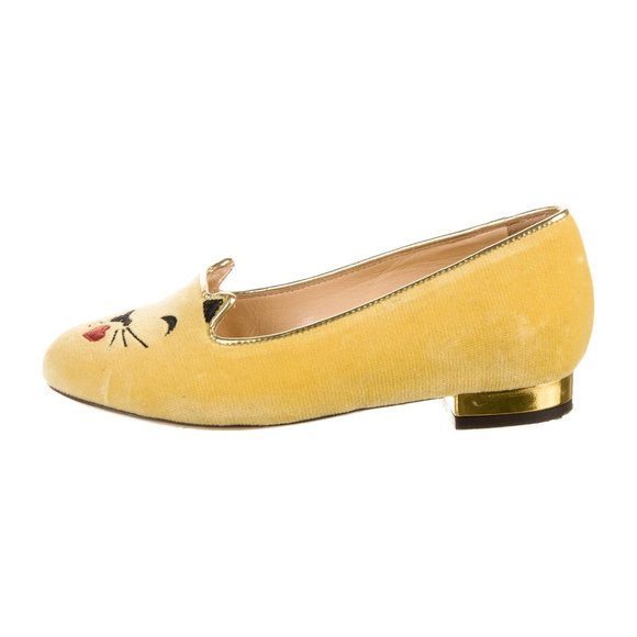 CHARLOTTE OLYMPIA Girls' Velvet Cat Loafers - Picture 2 of 5